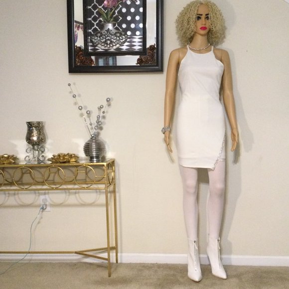 WHITE PARTY DRESS WITH SPARKLES!  MEDIUM - Picture 2 of 8